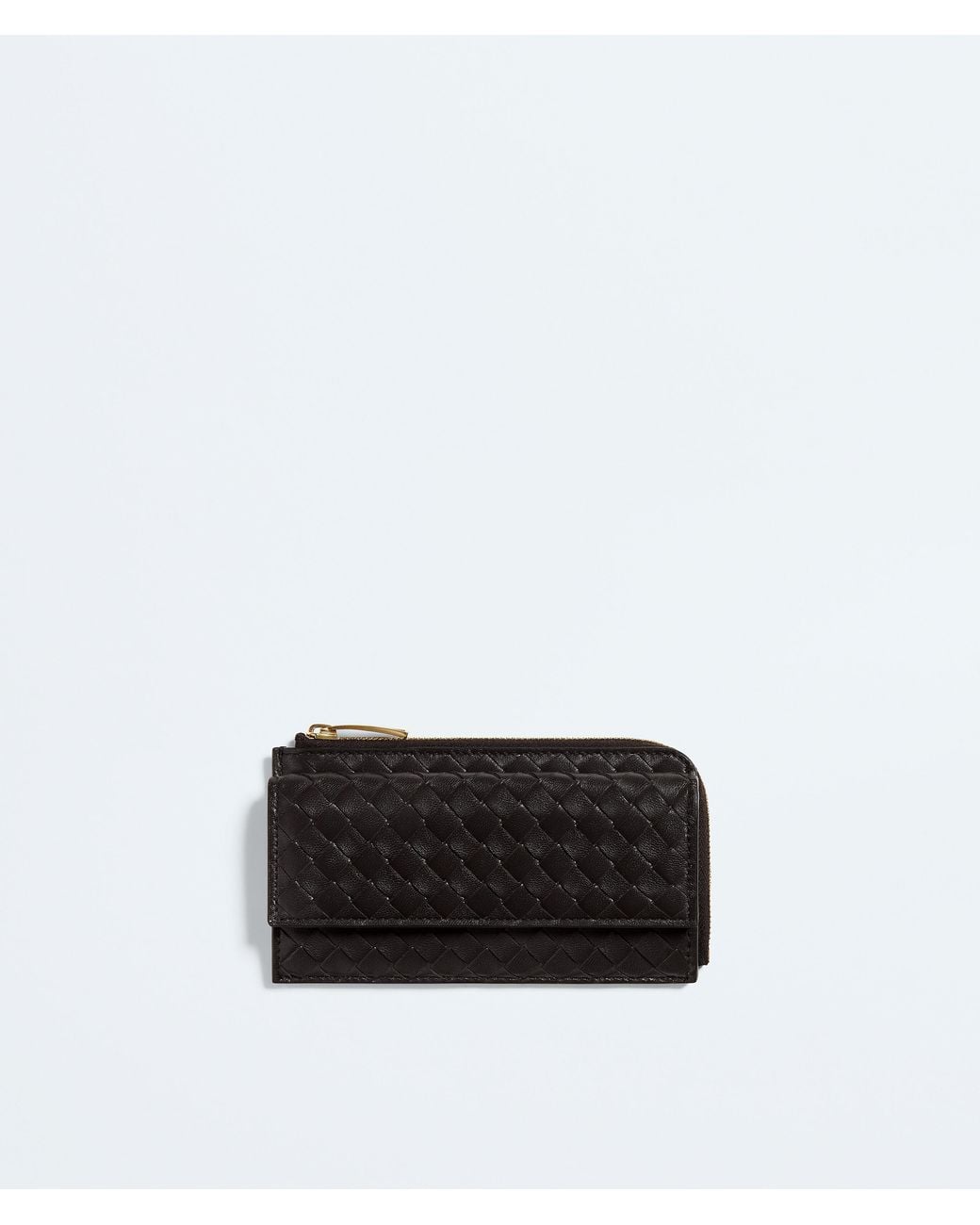 Bottega Veneta White Intrecciato Piccolo L-Zipped Card Case With Flap
