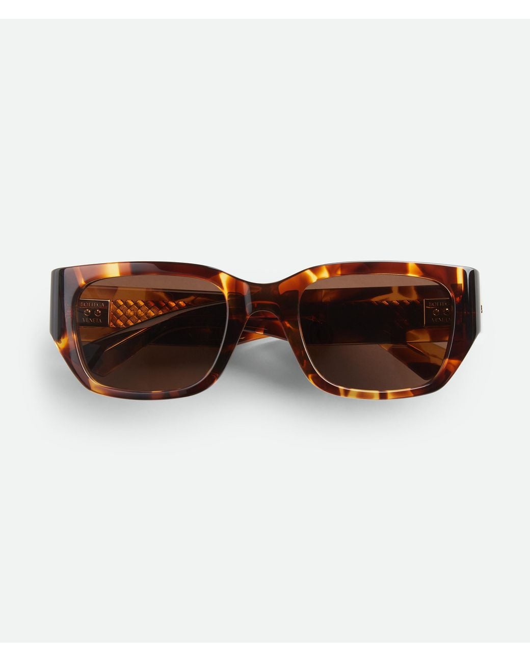 Bottega Veneta Brown Intrecciato Square Sunglasses