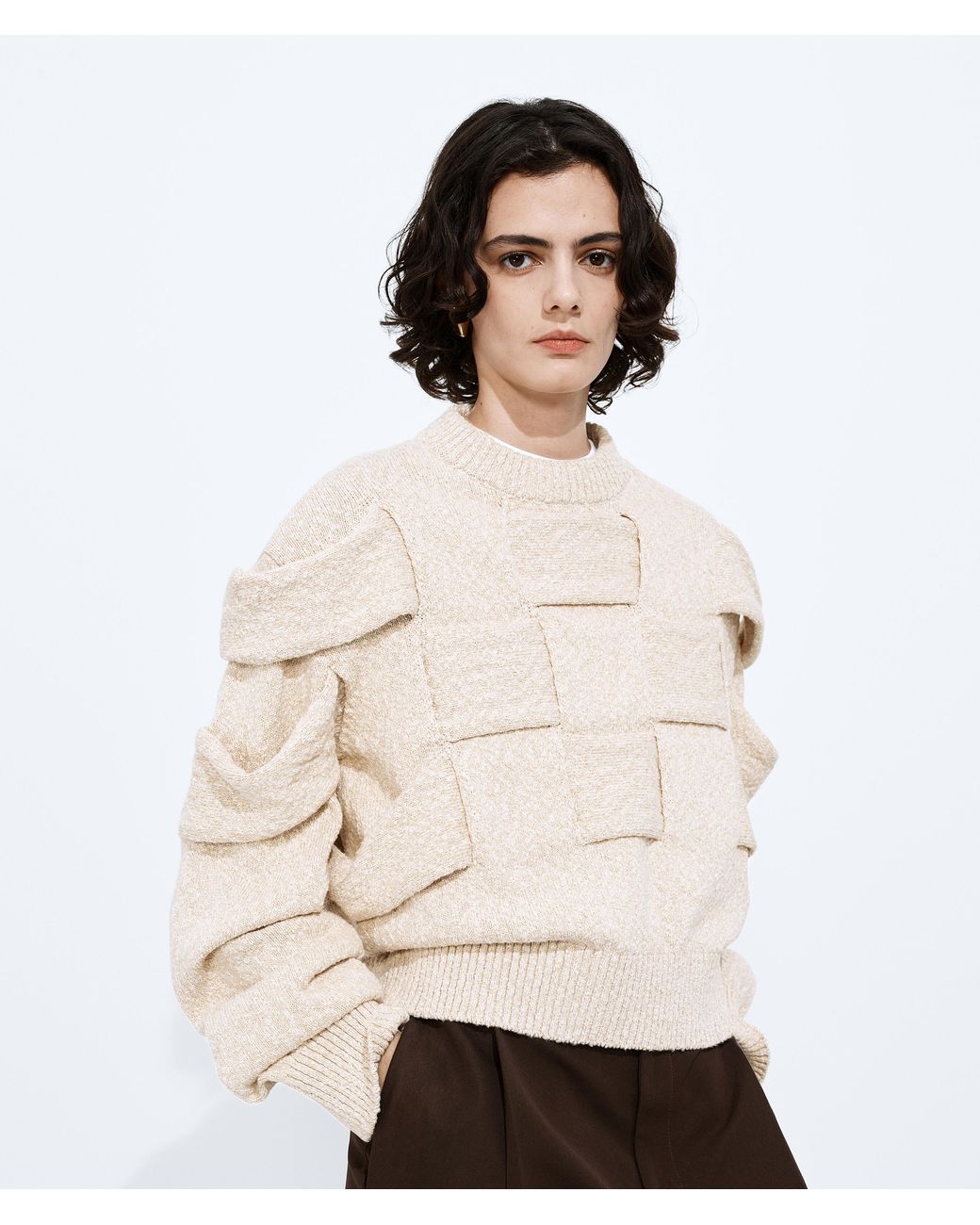 Bottega Veneta Natural Cotton Intrecciato Sweater