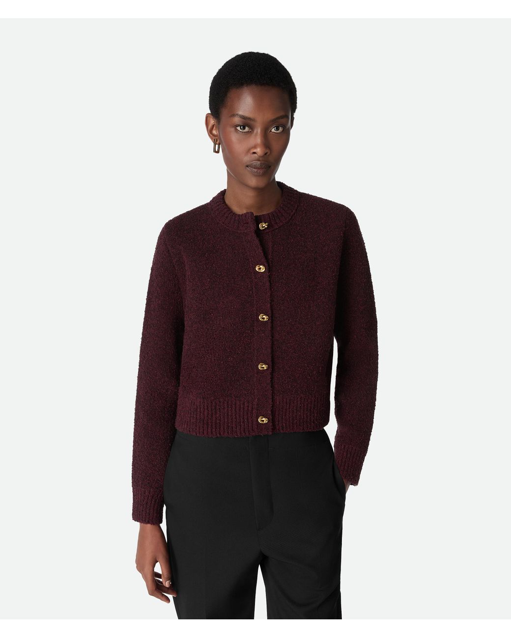 Bottega Veneta Red Wool Bouclé Cardigan