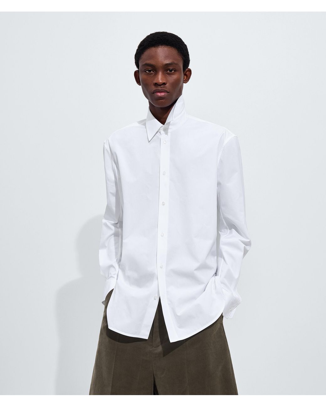 Bottega Veneta White Cotton Poplin Shirt for men