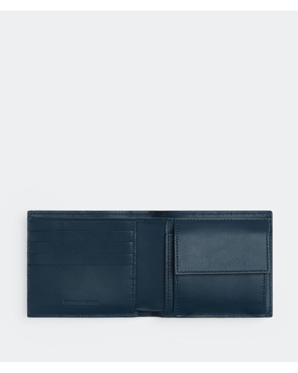 Bottega Veneta Leather Bi-fold Wallet With Coin Purse in Deep Blue 