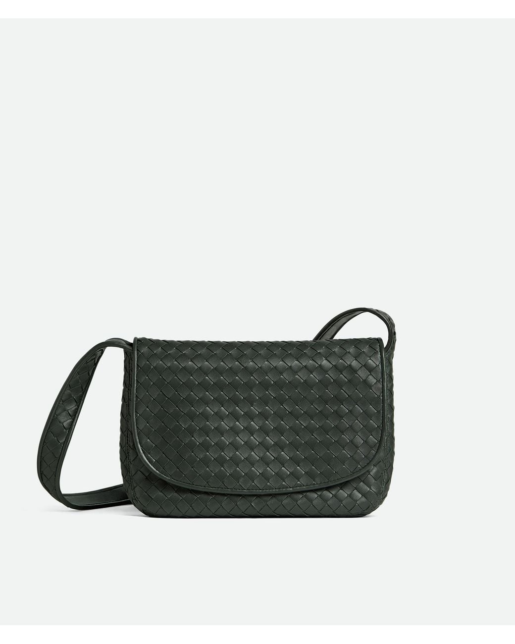 Bottega Veneta Black Leather Intrecciato Veneto Messenger Bag for men