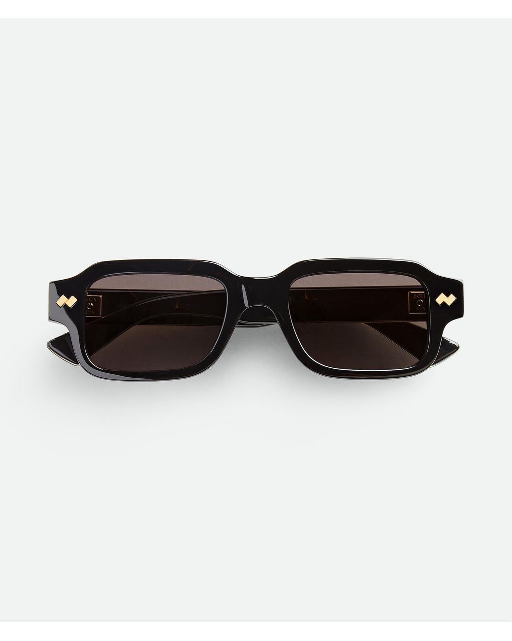 Bottega Veneta Black Intrecciato Rectangular Sunglasses