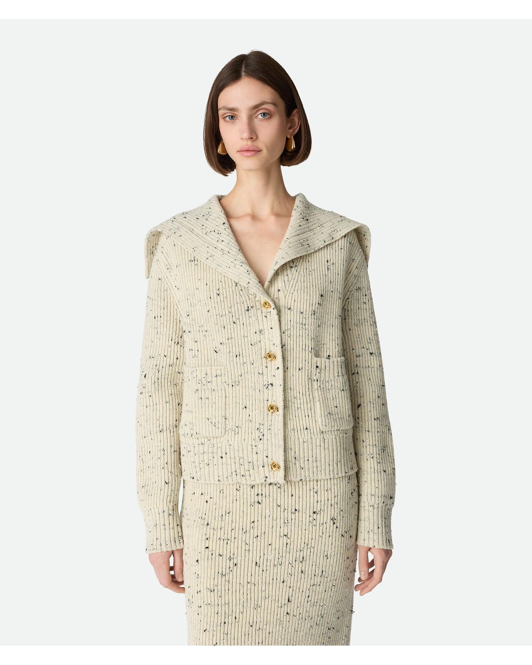 Bottega Veneta Natural Wool English Rib Cardigan