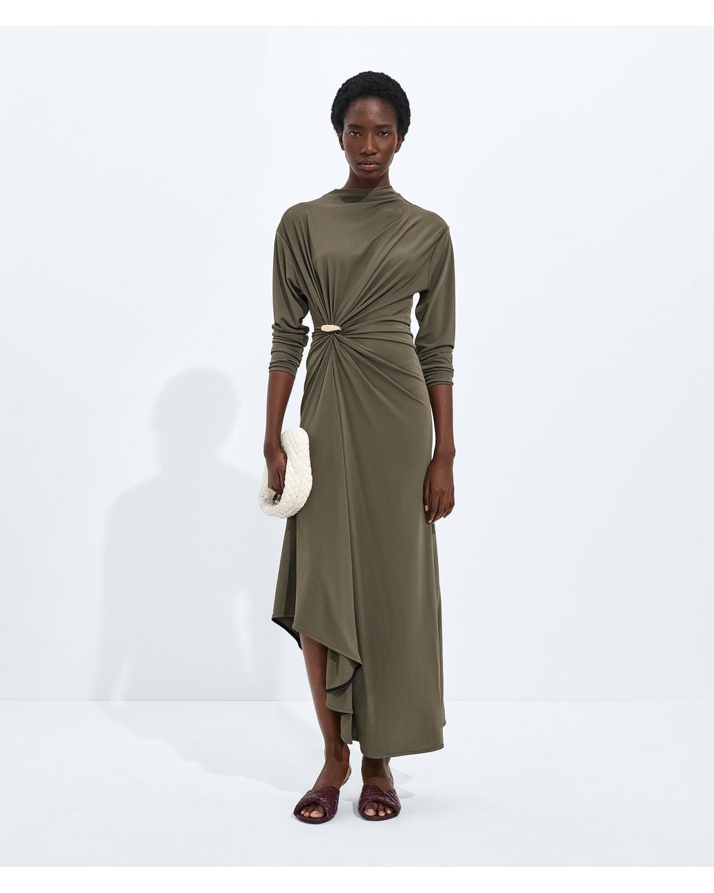 Bottega Veneta Green Crepe Viscose Jersey Dress