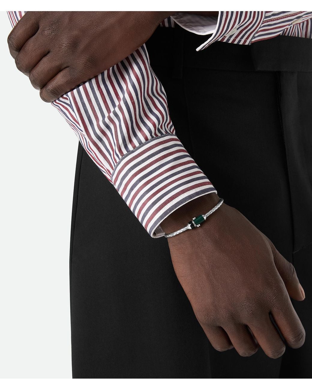 Bottega Veneta White Intreccio Bracelet for men