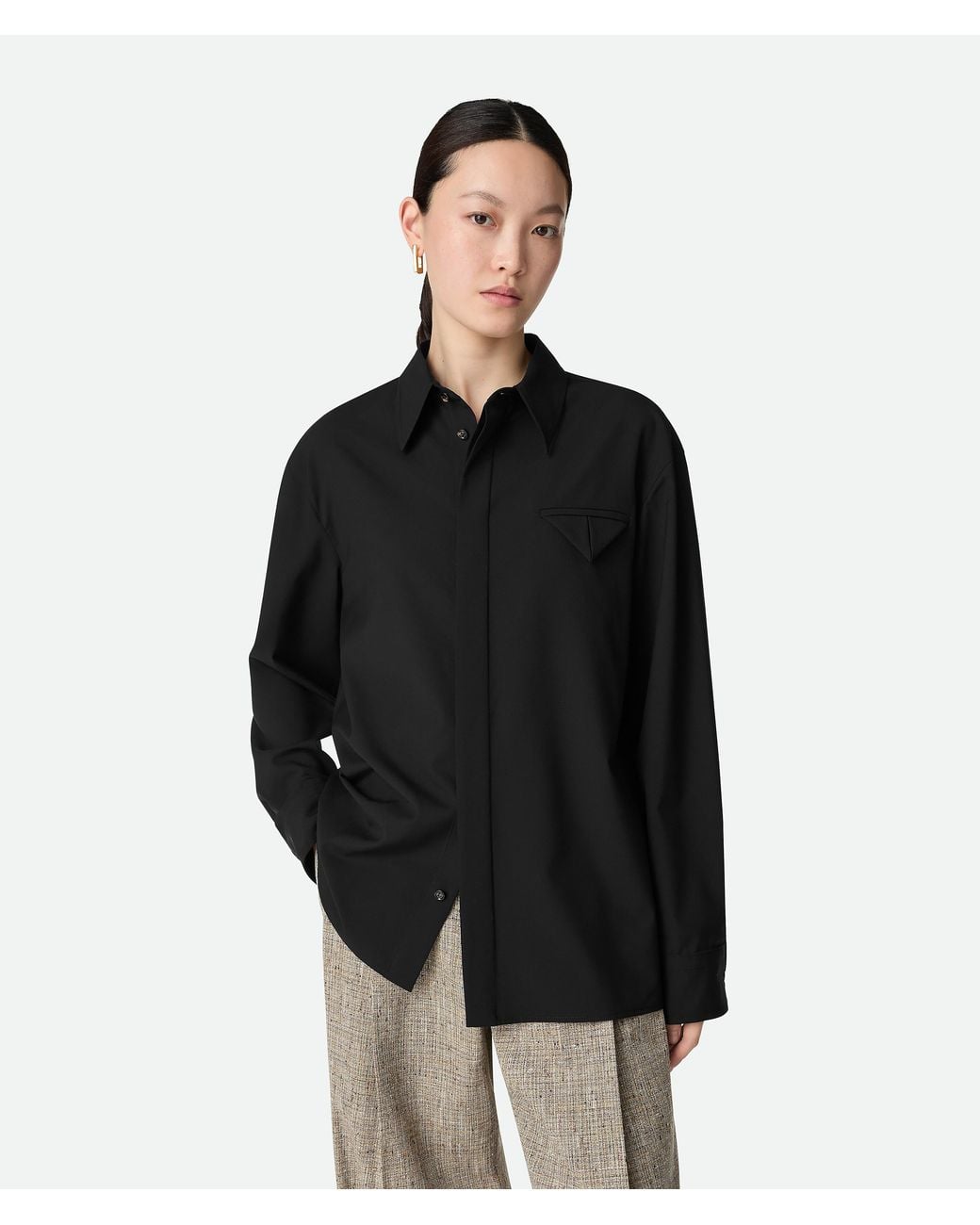 Bottega Veneta Black Fine Wool Shirt