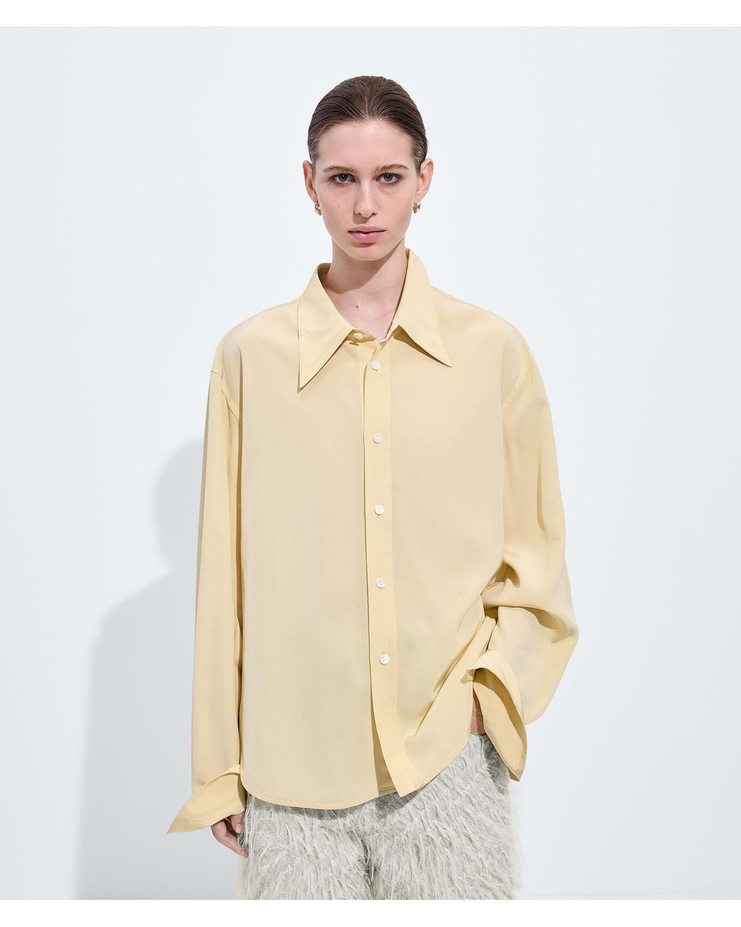 Bottega Veneta Natural Silk And Viscose Toile Shirt