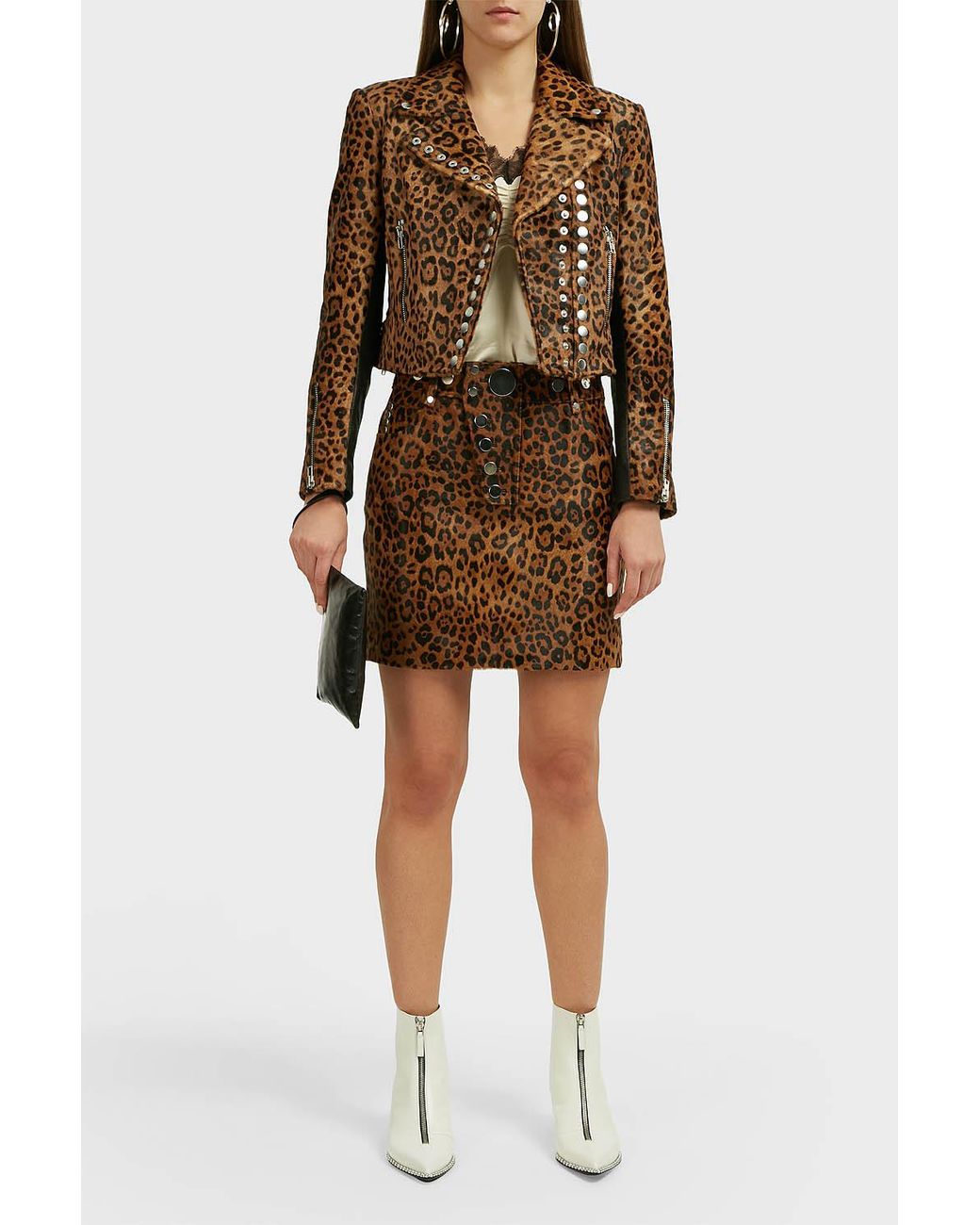 leather leopard print skirt