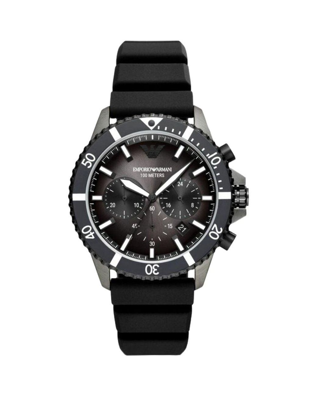 Emporio Armani Ar11515 Diver Silicone Chronograph Watch in Black | Lyst UK