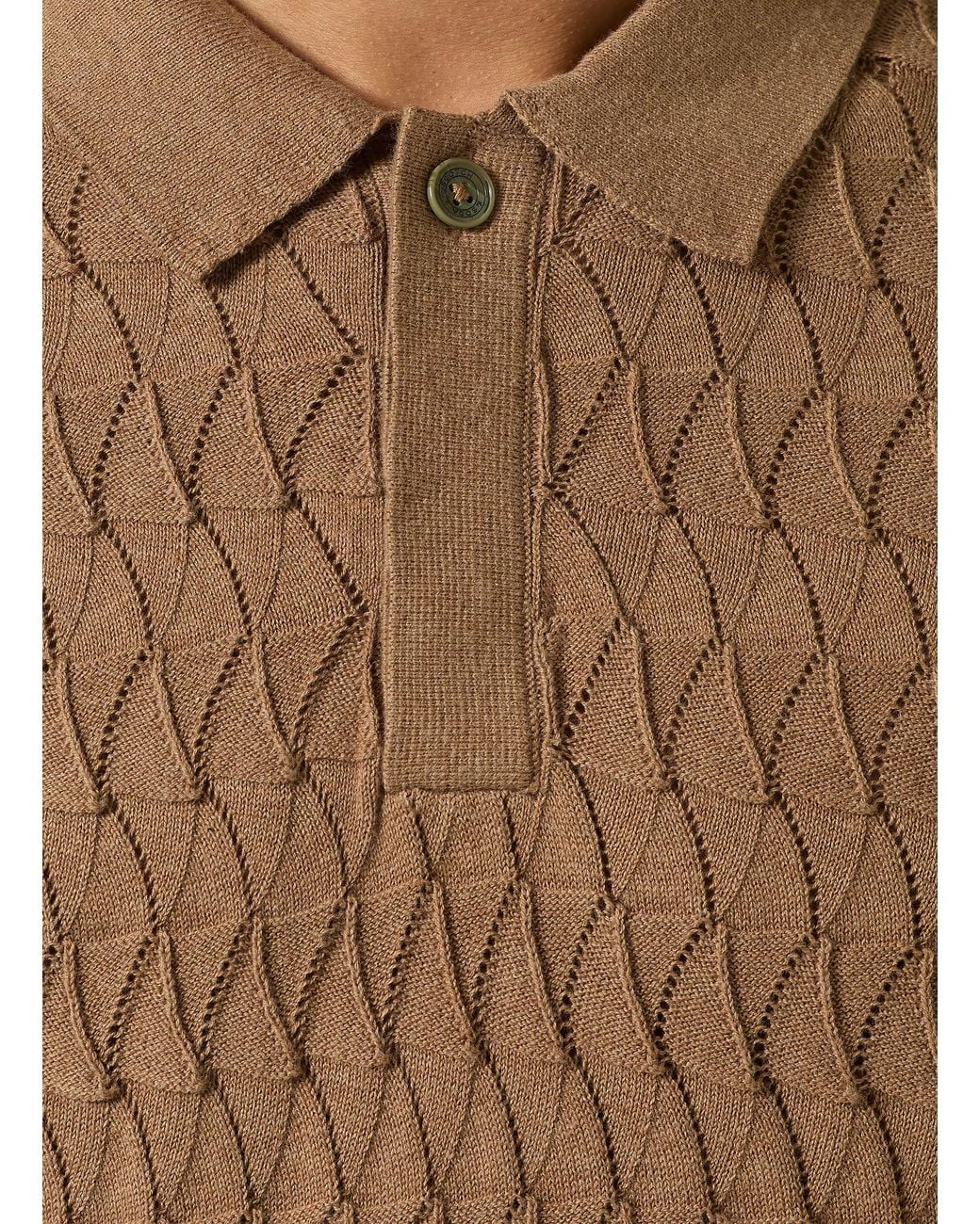 Scotch & Soda Strick-Poloshirt Regular Fit in Natural für Herren