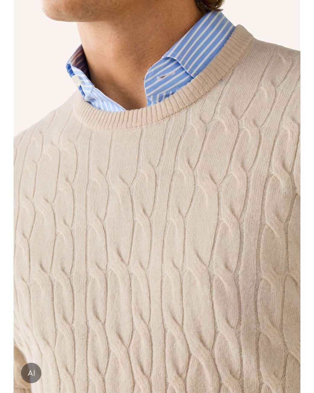 Hackett Pullover LAMBSWOOL CABLE CREW in Natural für Herren