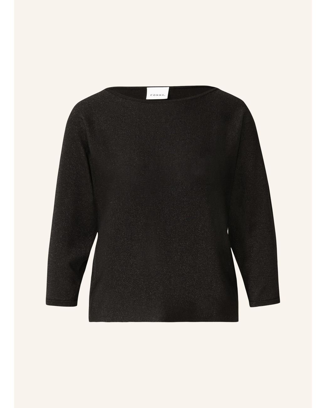 Comma, Black Pullover mit 3/4-Arm und Glitzergarn