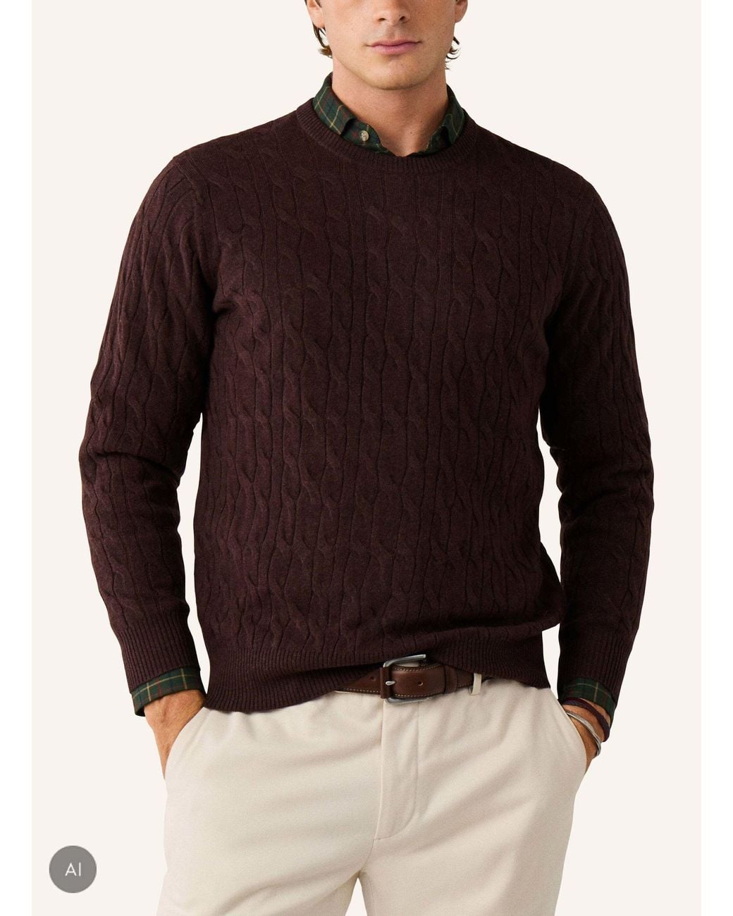 Hackett Pullover LAMBSWOOL CABLE CREW in Brown für Herren