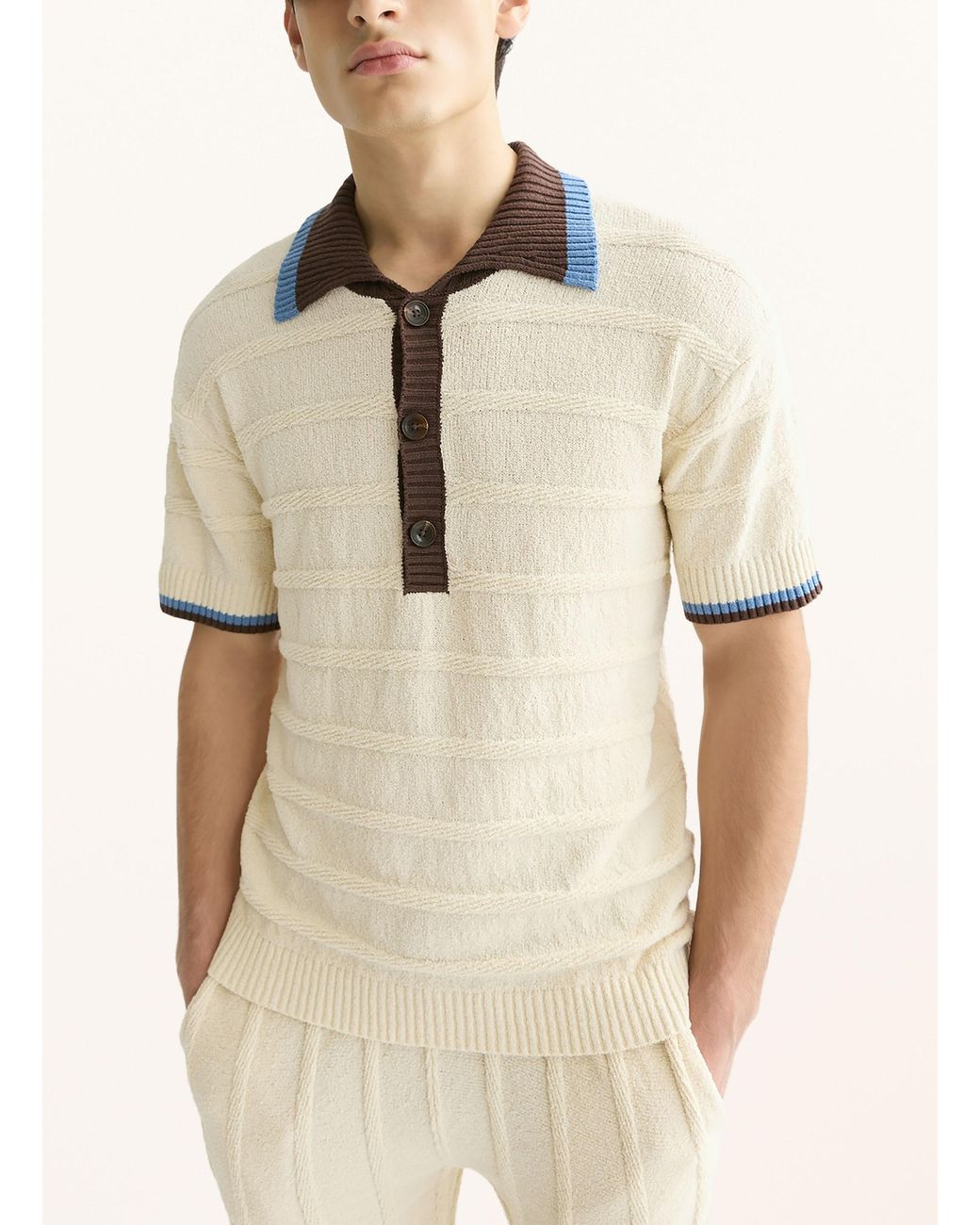 Scotch & Soda Strick-Poloshirt Loose Fit in Natural für Herren