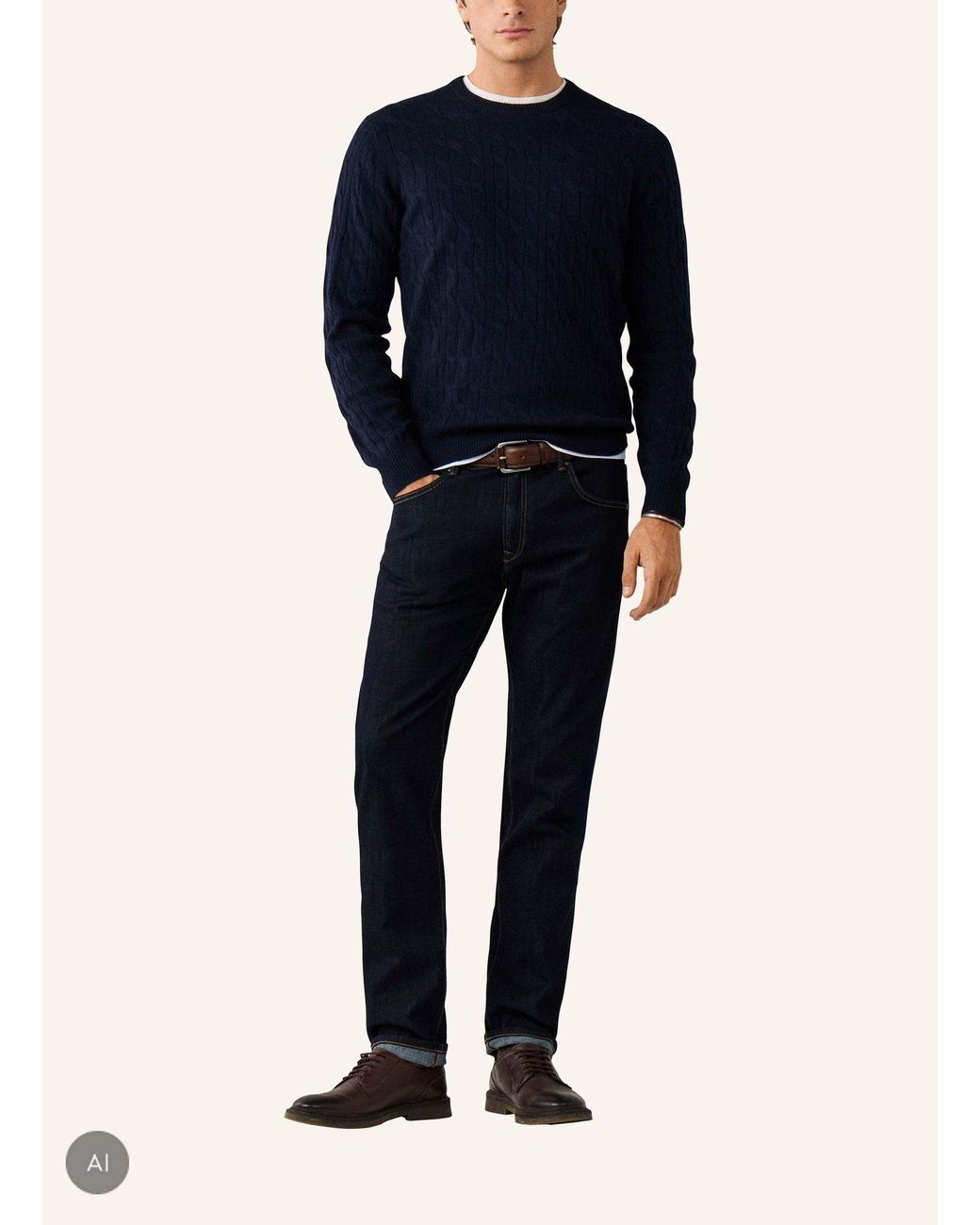 Hackett Pullover LAMBSWOOL CABLE CREW in Blue für Herren