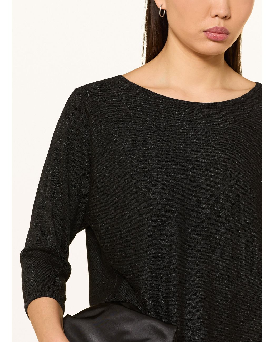 Comma, Black Pullover mit 3/4-Arm und Glitzergarn
