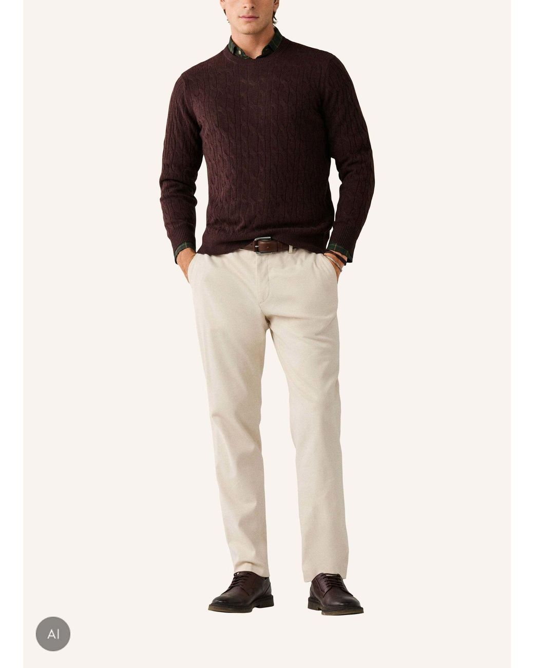 Hackett Pullover LAMBSWOOL CABLE CREW in Brown für Herren