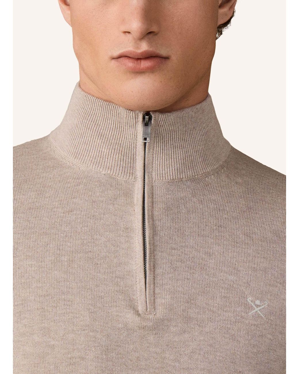 Hackett Pullover ESS COTTON HZIP in Natural für Herren
