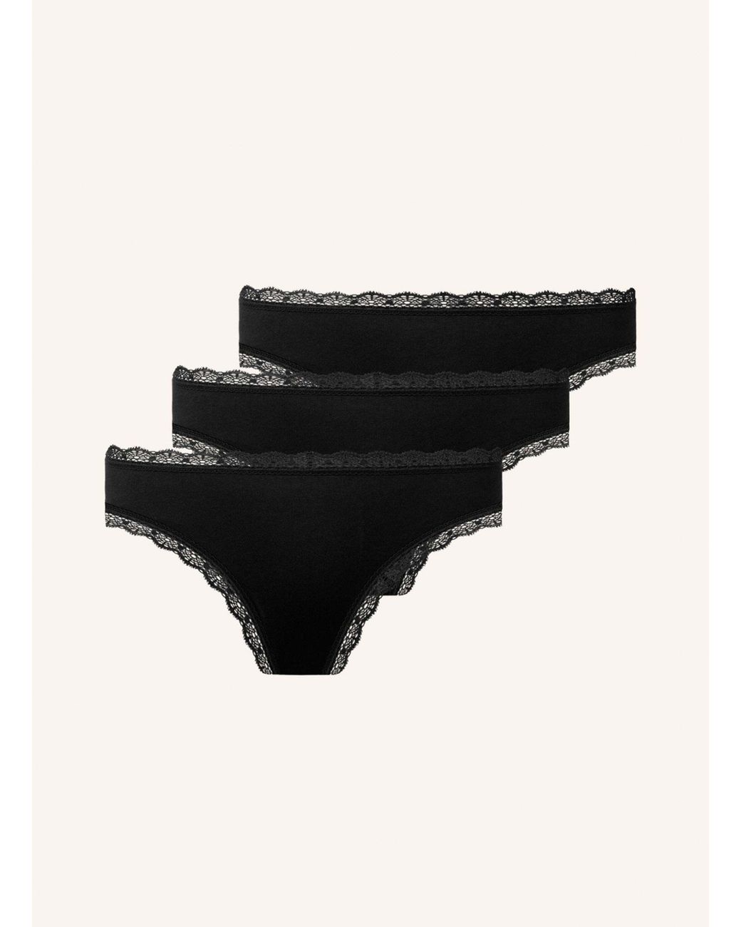 Snocks Black 3er-Pack String mit Spitze