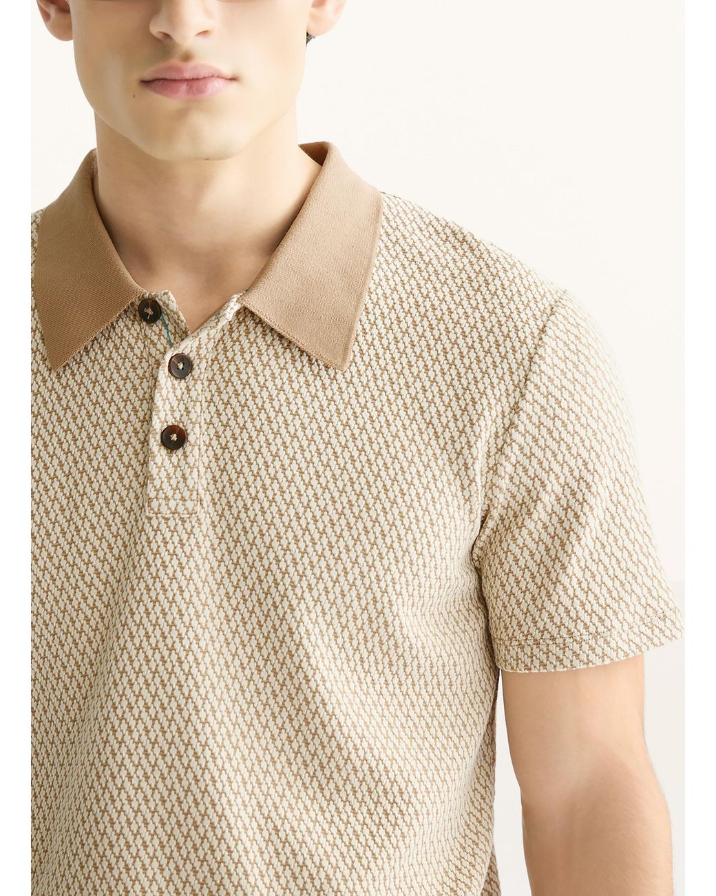 Scotch & Soda Jacquard-Poloshirt Relaxed Fit in Natural für Herren