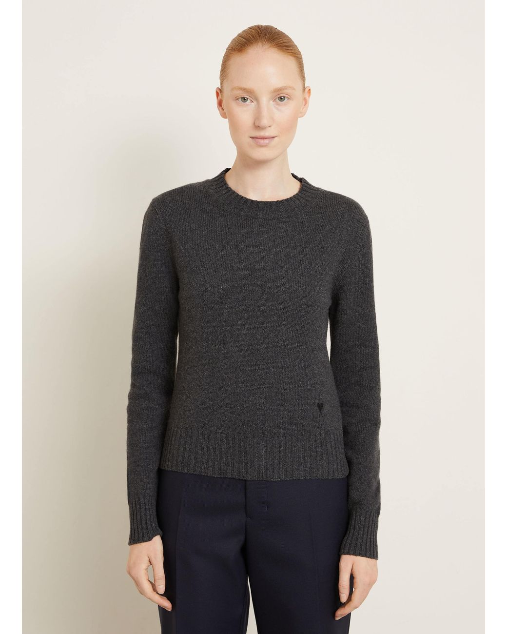 AMI Black Cashmere-Pullover