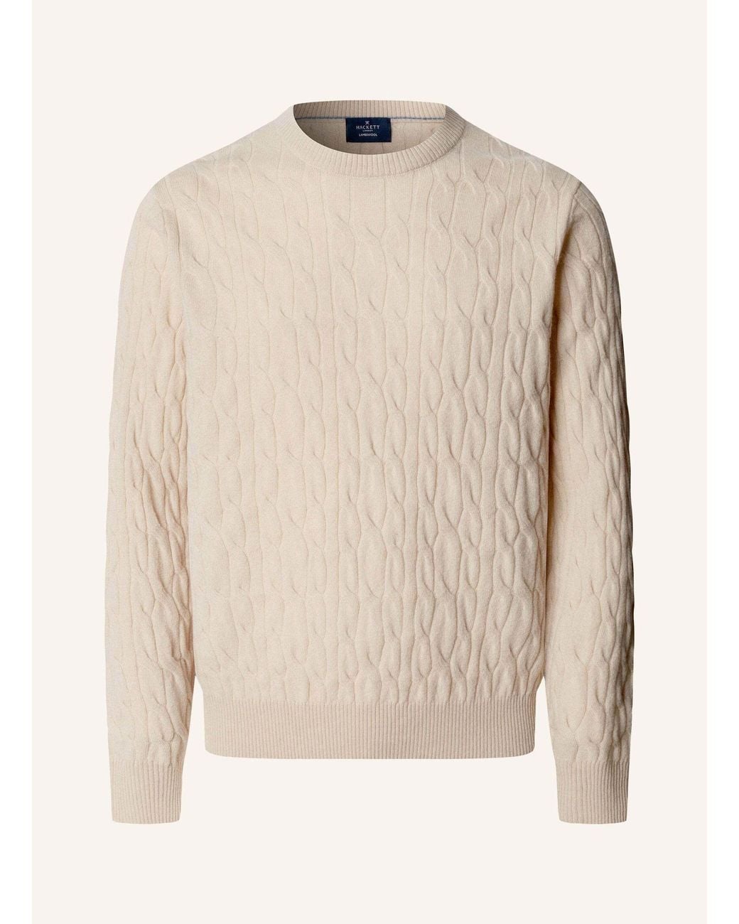 Hackett Pullover LAMBSWOOL CABLE CREW in Natural für Herren