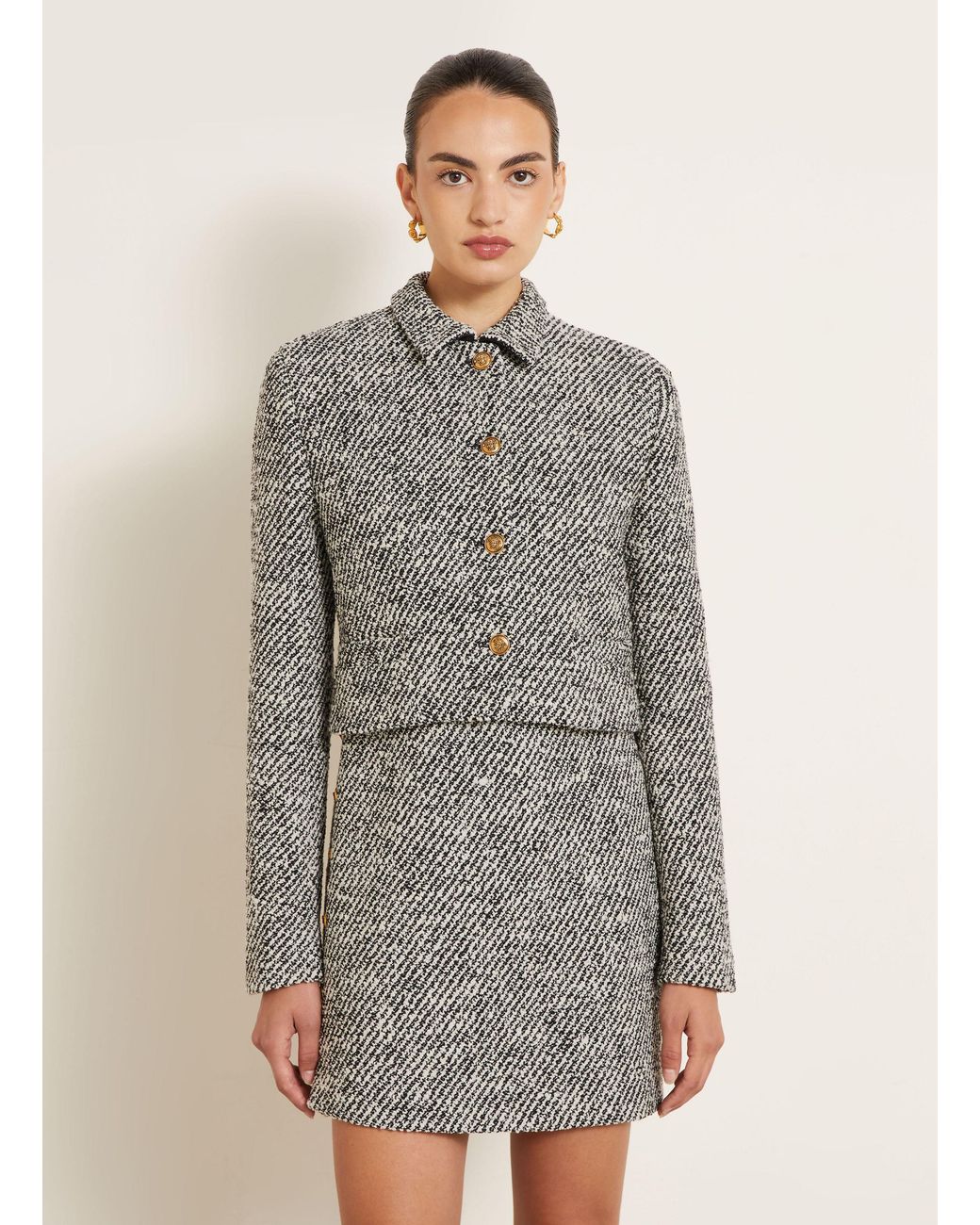 Versace Gray Bouclé-Blazer