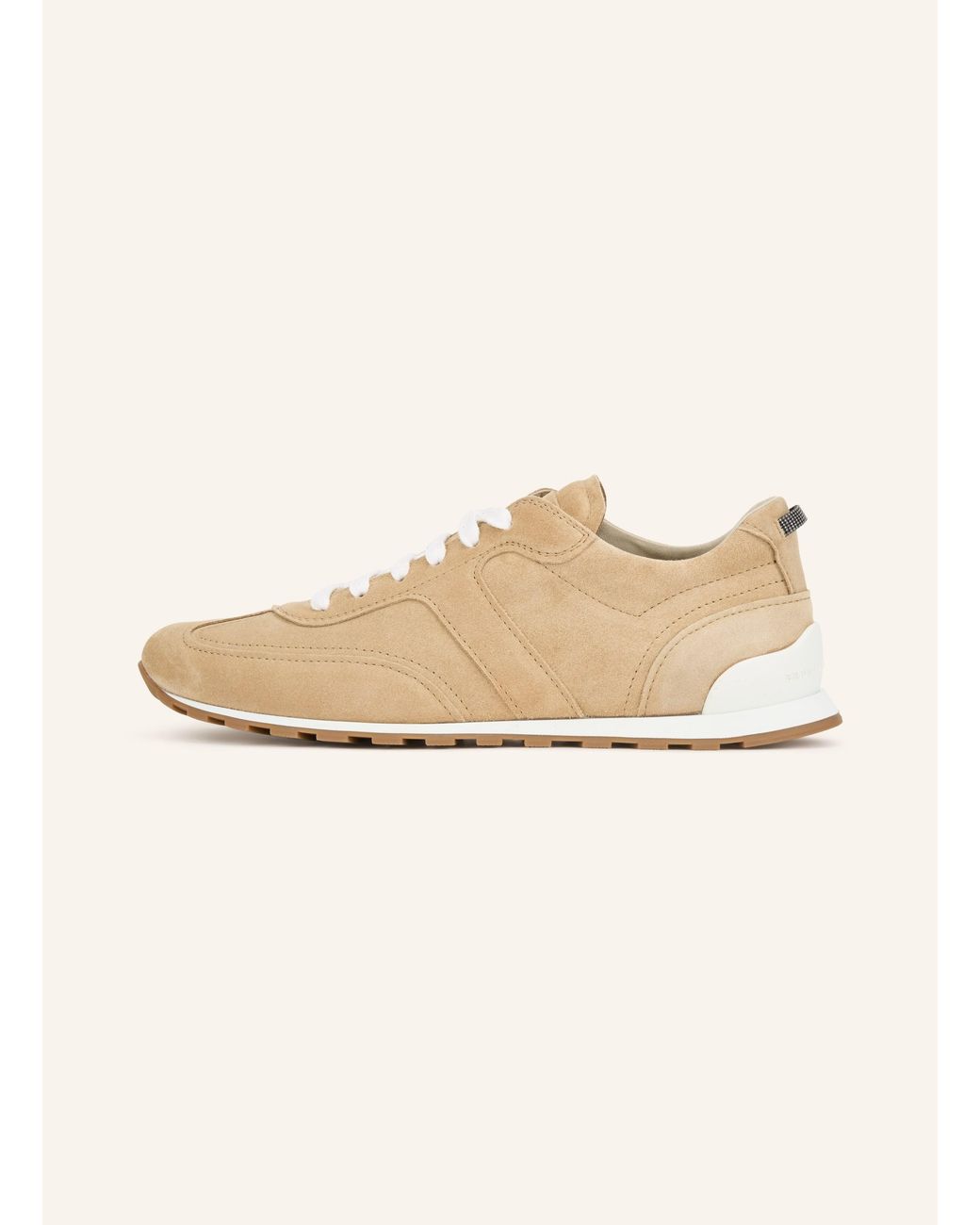 Brunello Cucinelli Natural Sneaker mit Schmuckperlen