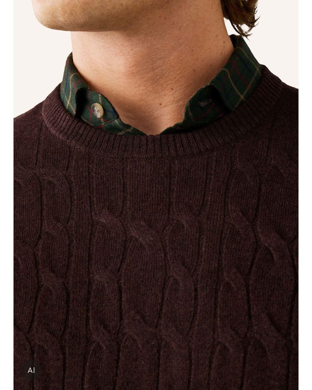 Hackett Pullover LAMBSWOOL CABLE CREW in Brown für Herren
