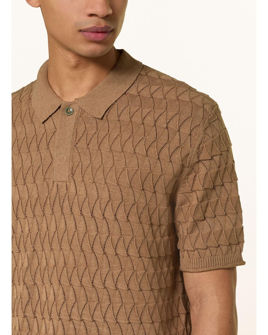 Scotch & Soda Strick-Poloshirt Regular Fit in Natural für Herren