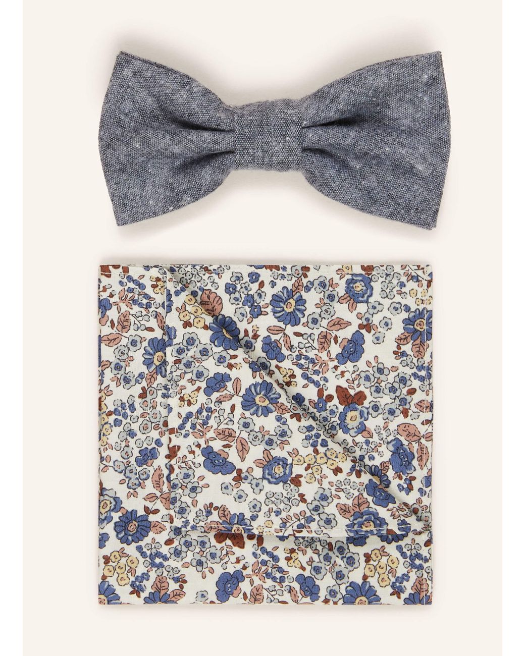Prince BOWTIE Set: Fliege und Einstecktuch in Gray für Herren