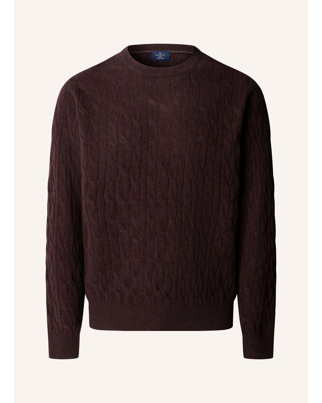 Hackett Pullover LAMBSWOOL CABLE CREW in Brown für Herren