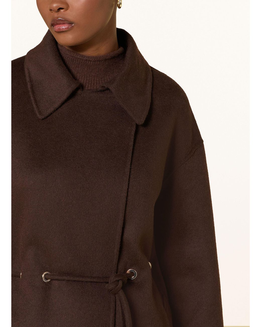 Ba&sh Brown Wollmantel KATE
