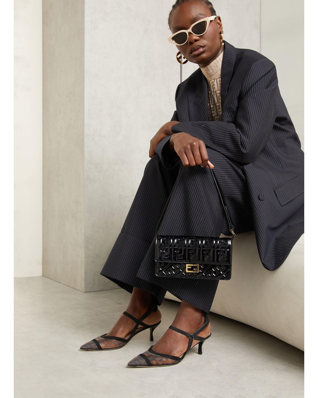 Fendi Black Geldbörse BAGUETTE zum Umhängen