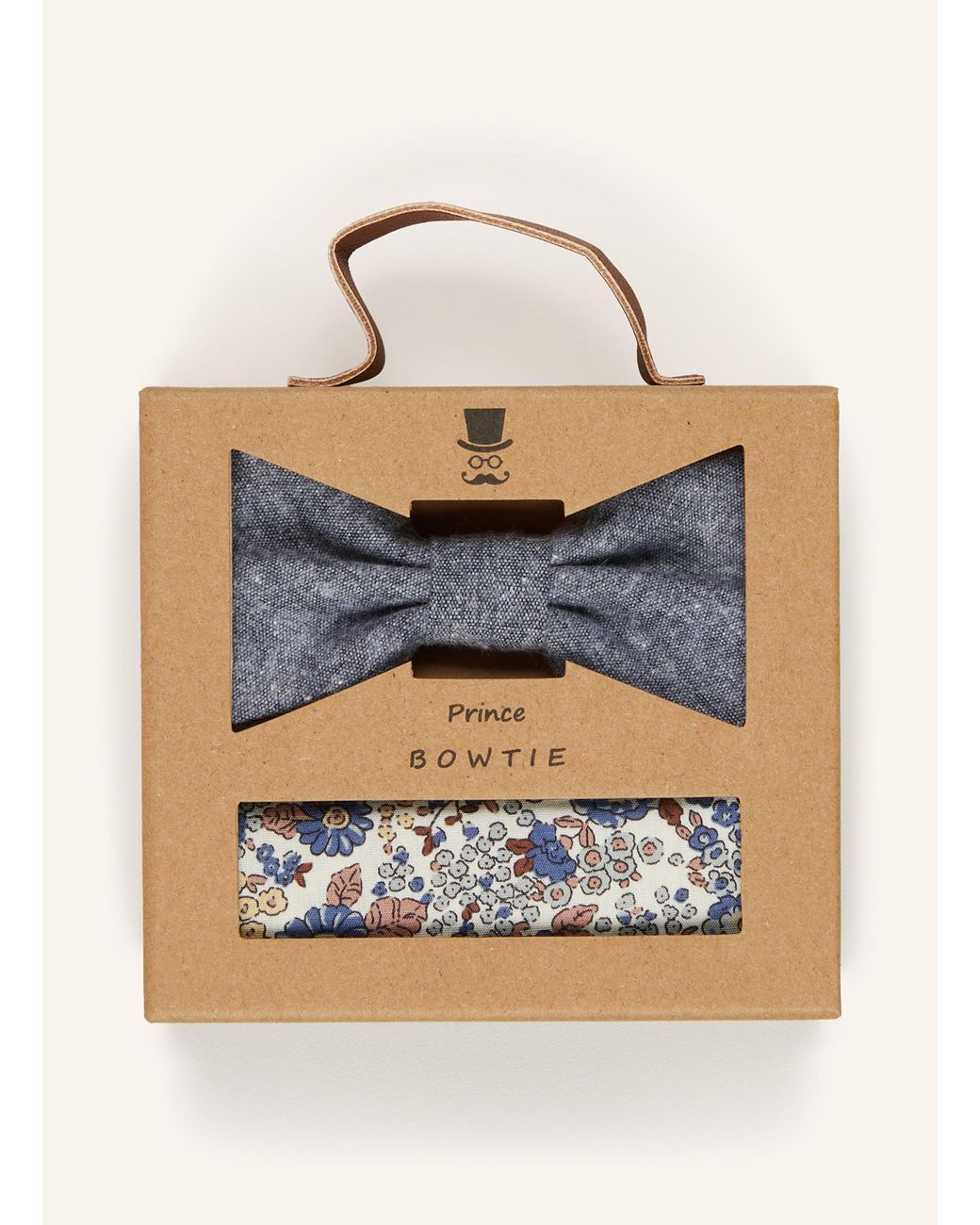 Prince BOWTIE Set: Fliege und Einstecktuch in Gray für Herren