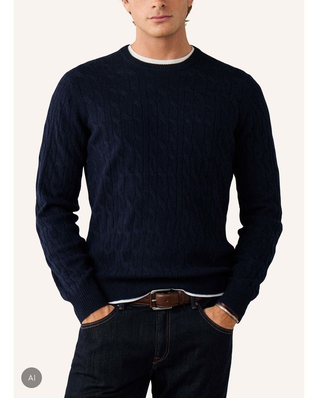 Hackett Pullover LAMBSWOOL CABLE CREW in Blue für Herren