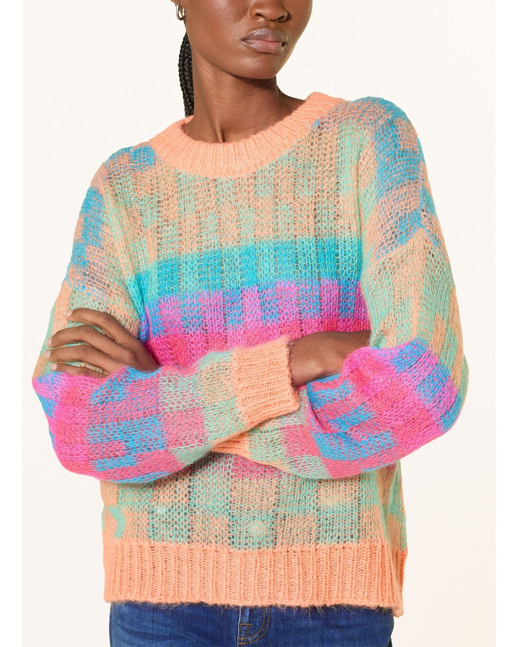 Cartoon Pink Pullover mit Mohair