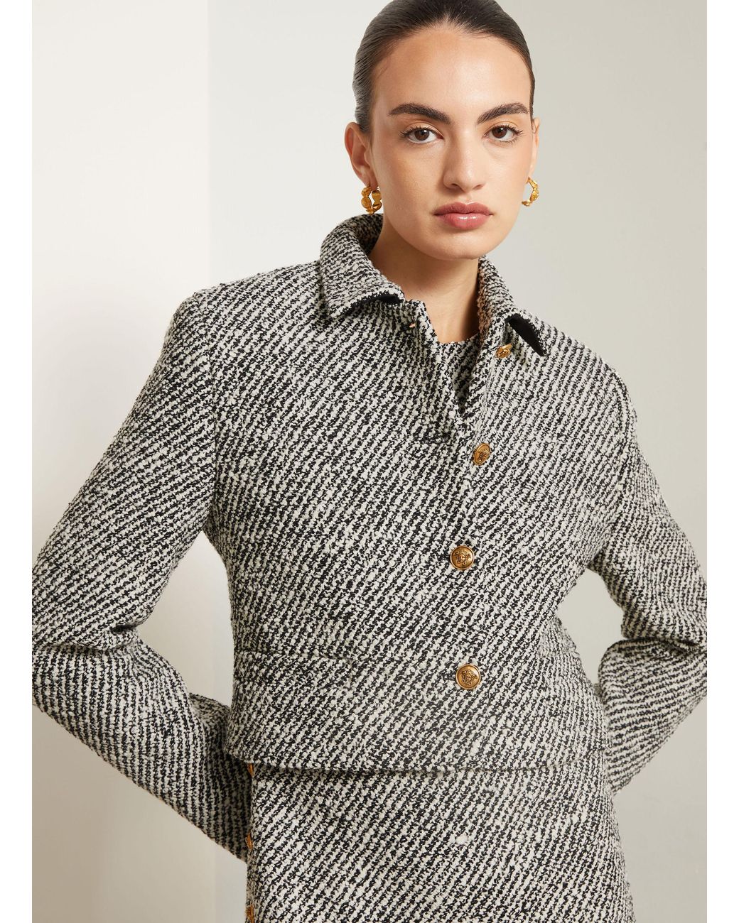 Versace Gray Bouclé-Blazer