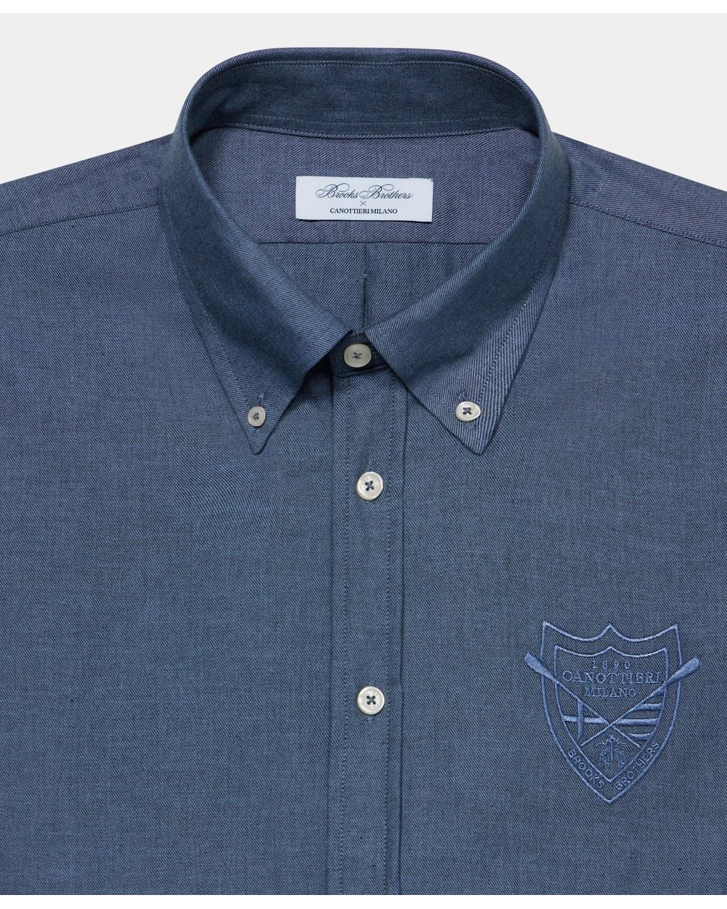 Brooks Brothers Blue Denim Shirt With Button Down Collar for men