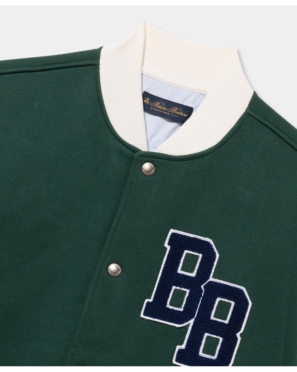 Brooks Brothers Green Terry Logo Cotton Varsity Jacket for men