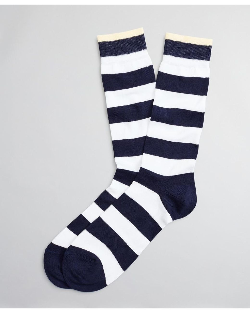 Brooks Brothers Cotton Wide Stripe Crew Socks in Navy (Blue) for Men - Lyst