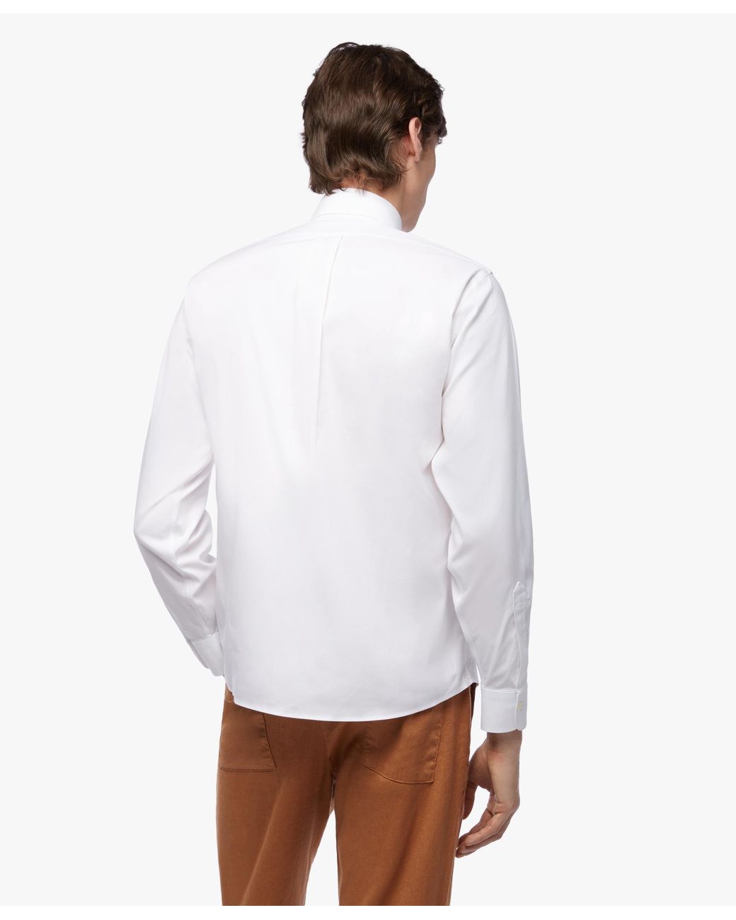 Brooks Brothers White Regular Fit Non-Iron Supima Oxford Pinpoint Shirt With Button Down Collar for men
