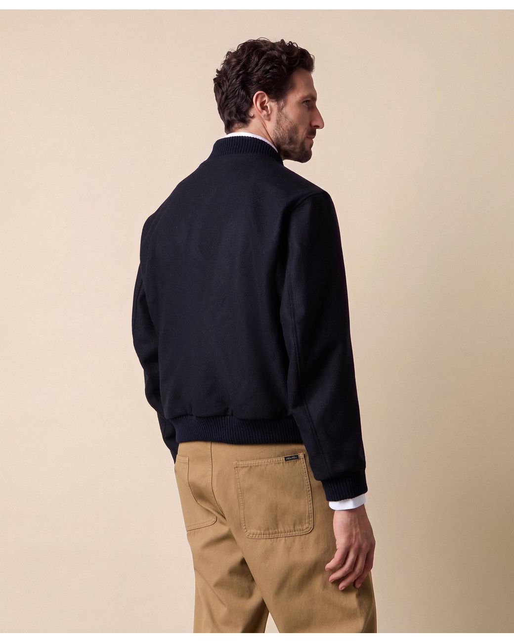 Brooks Brothers Blue College Bomber With Logo for men