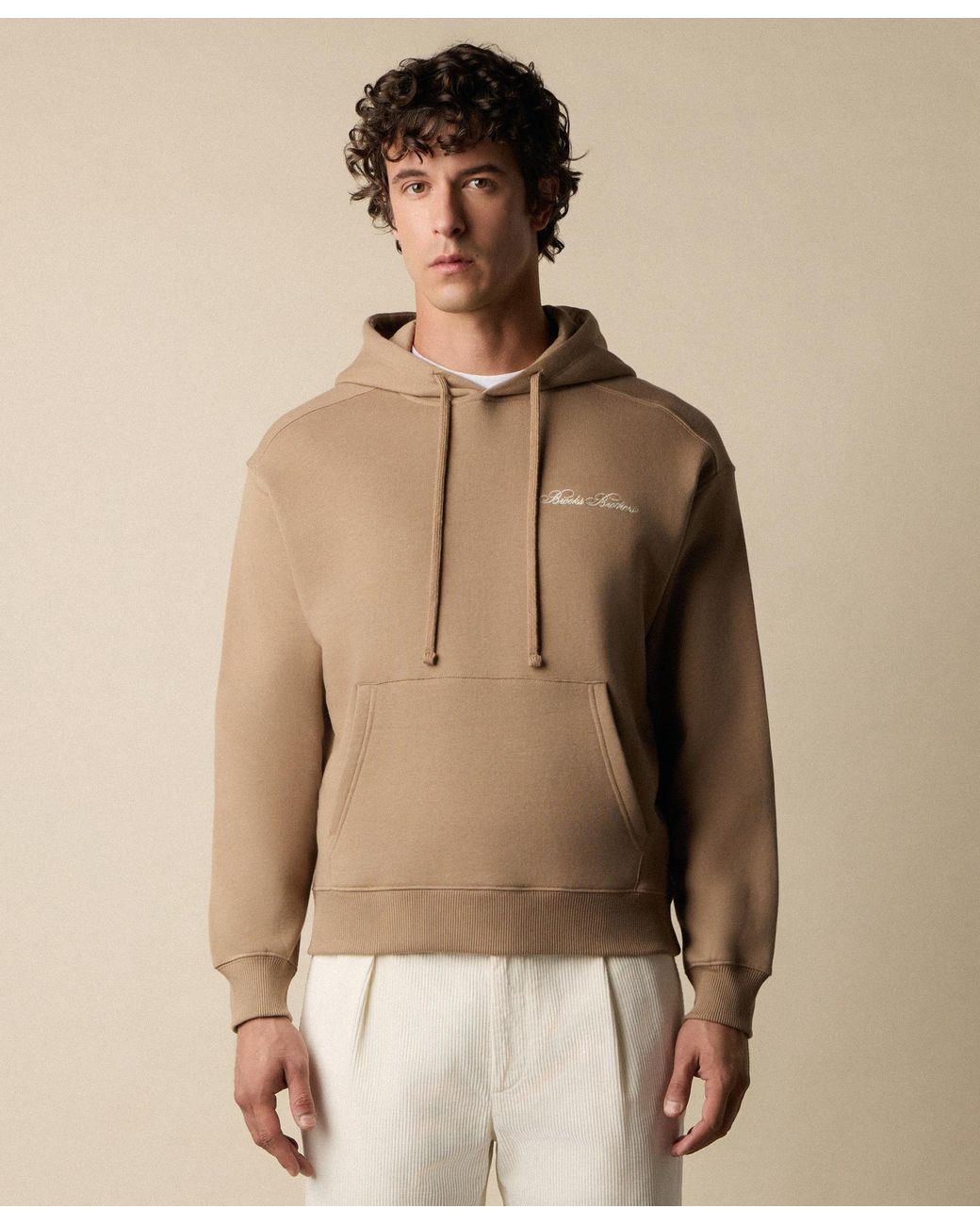Brooks Brothers Natural Cotton Hoodie With Embroidered Logo for men