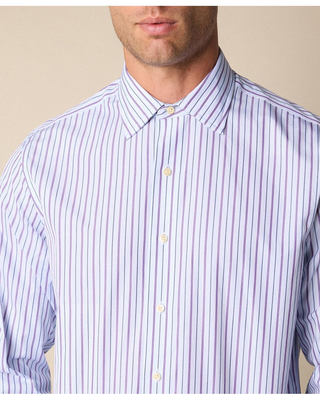 Brooks Brothers Blue Thomas Mason Striped Regular Fit Cotton Shirt With Ainsley Collar for men