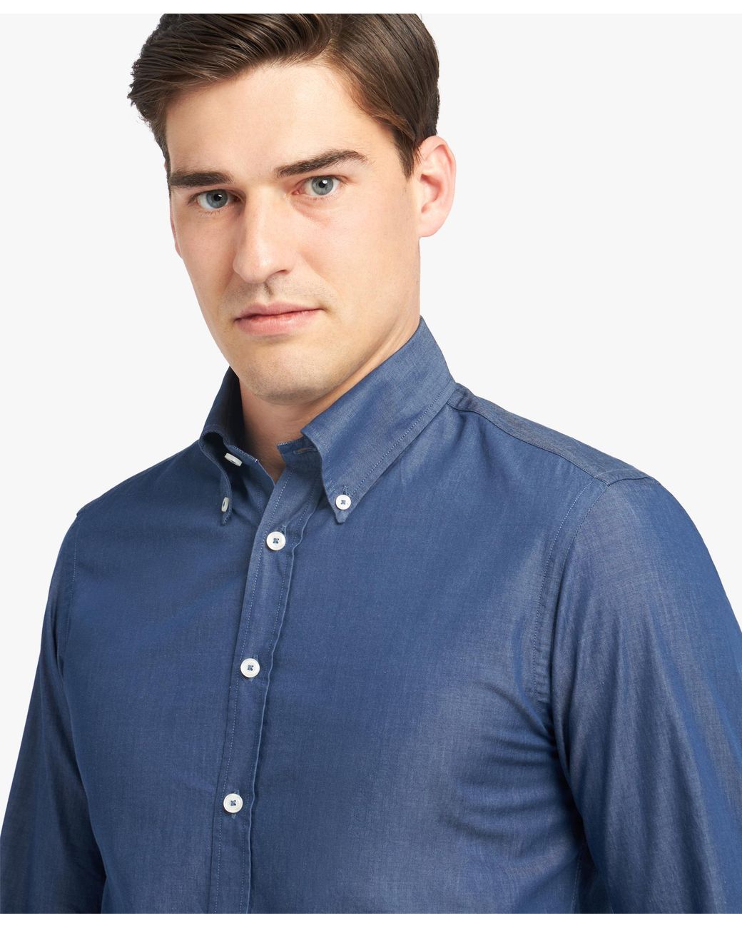 Brooks Brothers Blue Slim Fit Denim Twill Button Down Shirt for men