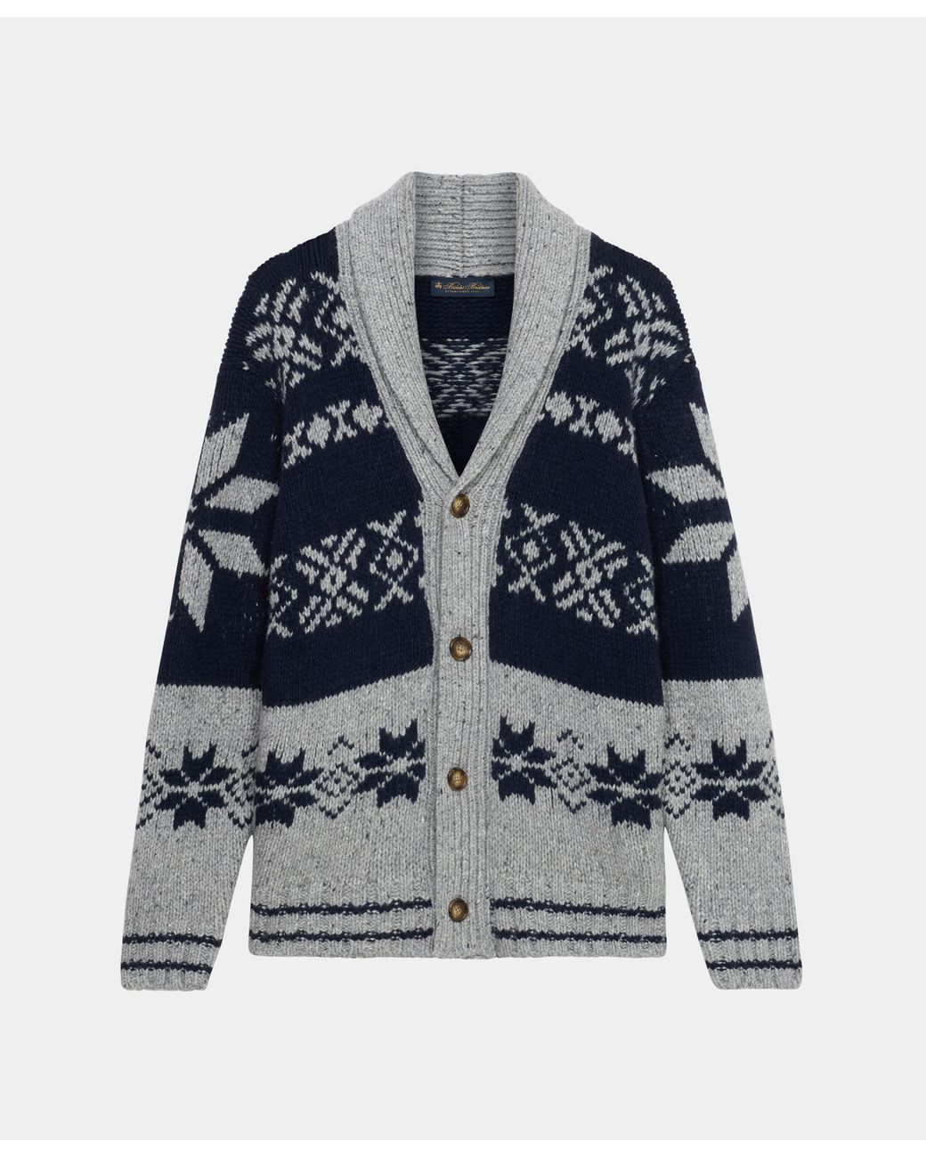 Brooks Brothers Blue Donegal Jacquard Cardigan for men