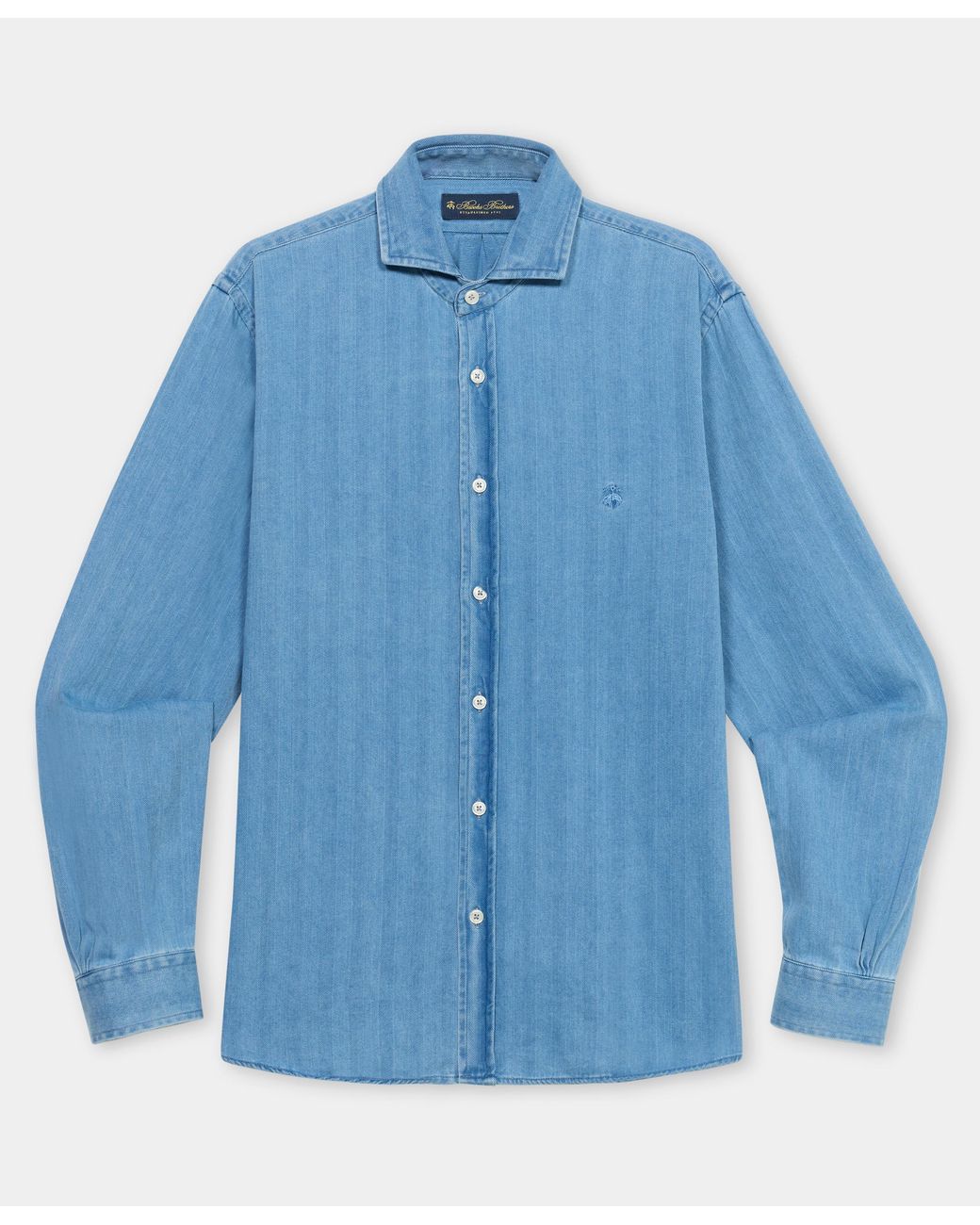 Brooks Brothers Blue Slim Fit Shirt With Spread Collar for men